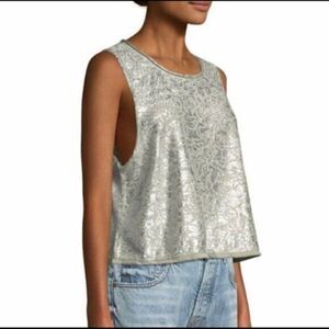 Free People Taupe and Silver Metallic Crop Top - Medium